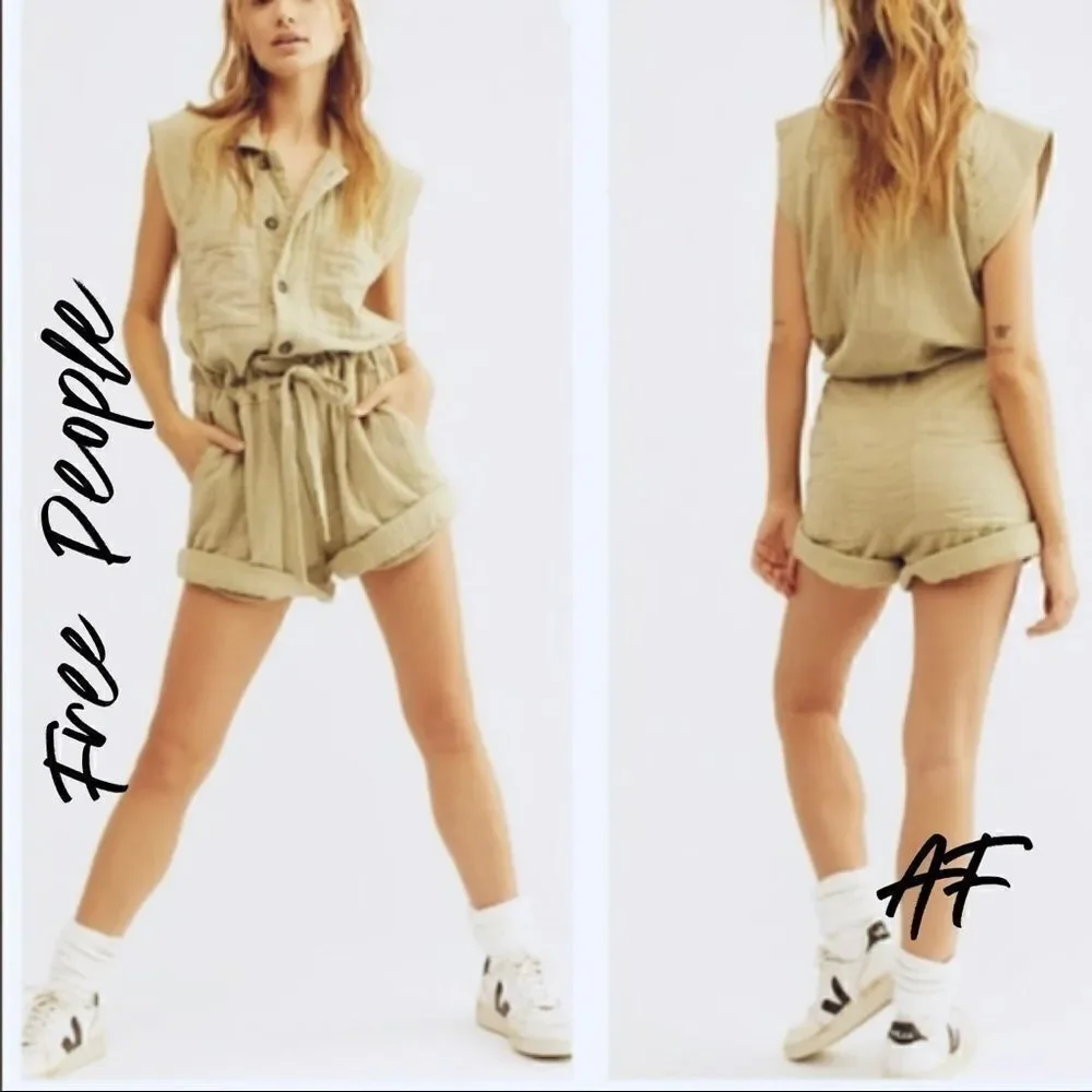 Free People Romper Sage Green